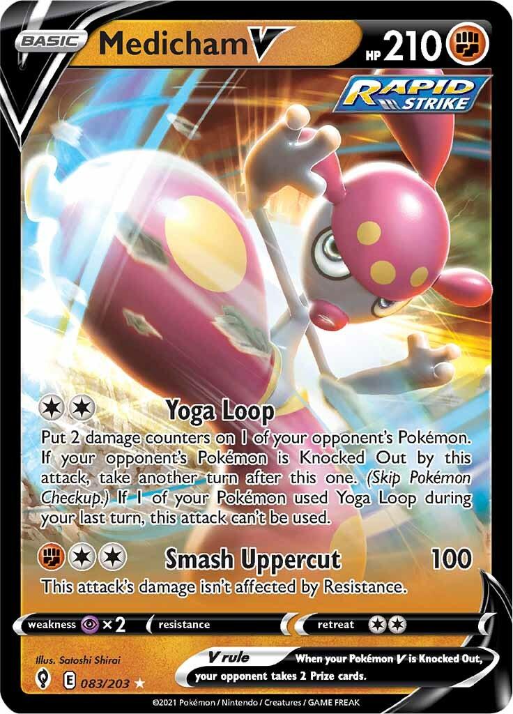 083, Fighting, Holofoil, Psychic [x2], Sword & Shield: Evolving Skies, Ultra Rare Medicham V (083/203) [Sword & Shield: Evolving Skies] - Trading Card World