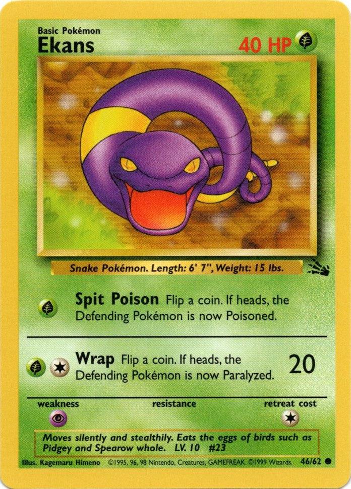 46, Common, Fossil Unlimited, Grass, Normal, Psychic[×2] Ekans (46/62) [Fossil Unlimited] - Trading Card World
