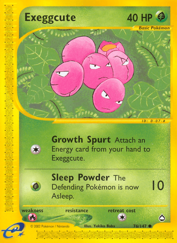 76, Aquapolis, Common, Fire[×2], Grass, Normal, Reverse Holofoil Exeggcute (76/147) [Aquapolis] - Trading Card World