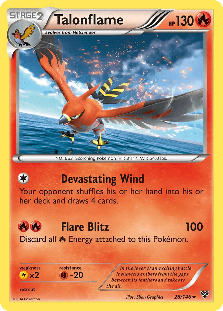 28, Fighting[-20], Fire, Holo Rare, Holofoil, Lightning[×2], Reverse Holofoil, XY: Base Set Talonflame (28/146) [XY: Base Set] - Trading Card World
