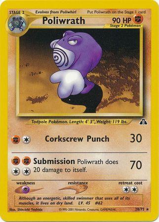 28, Fighting, Neo Discovery Unlimited, Normal, Psychic[×2], Rare Poliwrath (28/75) [Neo Discovery Unlimited] - Trading Card World