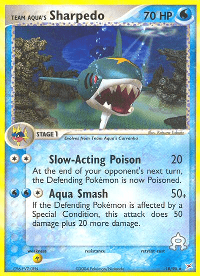 18, EX: Team Magma vs Team Aqua, Lightning[×2], Normal, Rare, Reverse Holofoil, Water Team Aqua's Sharpedo (18/95) [EX: Team Magma vs Team Aqua] - Trading Card World