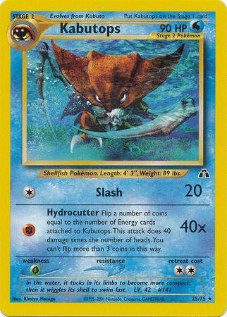 25, Grass[×2], Neo Discovery Unlimited, Normal, Rare, Water Kabutops (25/75) [Neo Discovery Unlimited] - Trading Card World