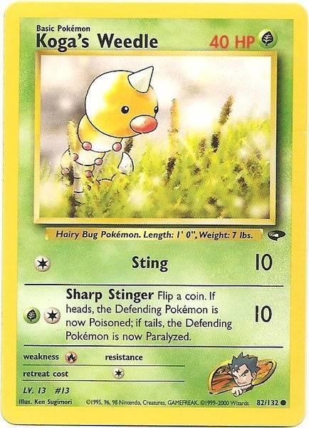 82, Common, Fire[×2], Grass, Gym Challenge Unlimited, Normal Koga's Weedle (82/132) [Gym Challenge Unlimited] - Trading Card World