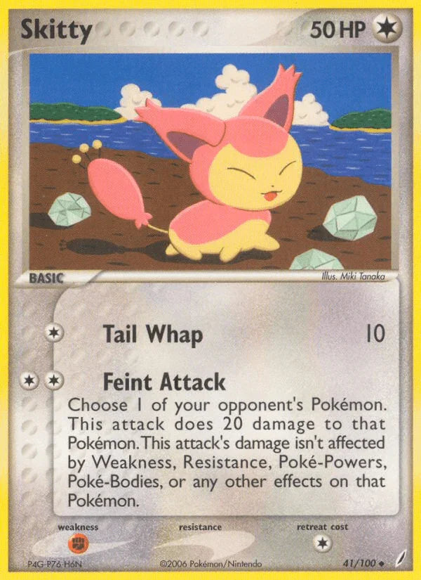 41, Colorless, EX: Crystal Guardians, Fighting[×2], Normal, Uncommon Skitty (41/100) [EX: Crystal Guardians] - Trading Card World