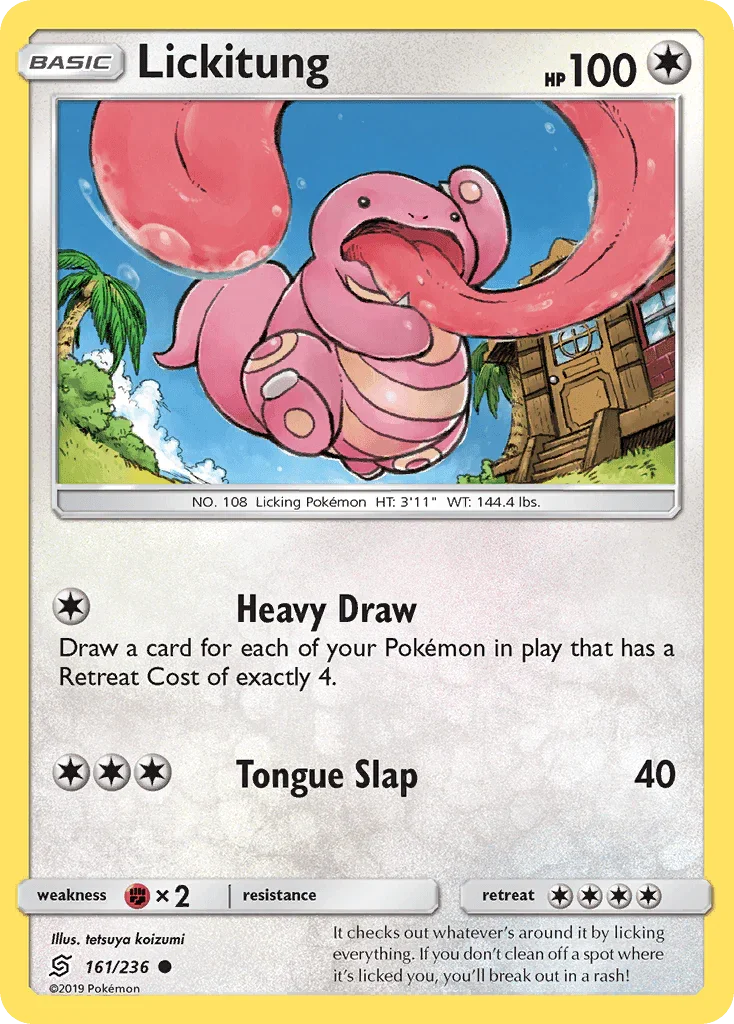 161, Colorless, Common, Fighting[×2], Normal, Reverse Holofoil, Sun & Moon: Unified Minds Lickitung (161/236) [Sun & Moon: Unified Minds] - Trading Card World