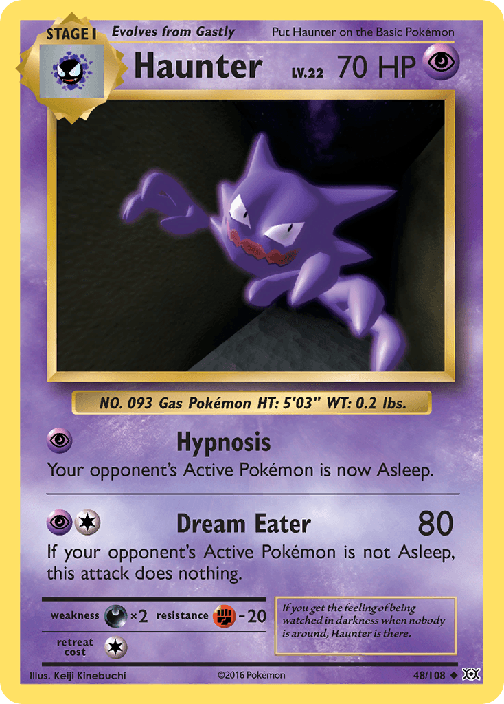 48, Darkness[×2], Fighting[-20], Normal, Psychic, Reverse Holofoil, Uncommon, XY: Evolutions Haunter (48/108) [XY: Evolutions] - Trading Card World