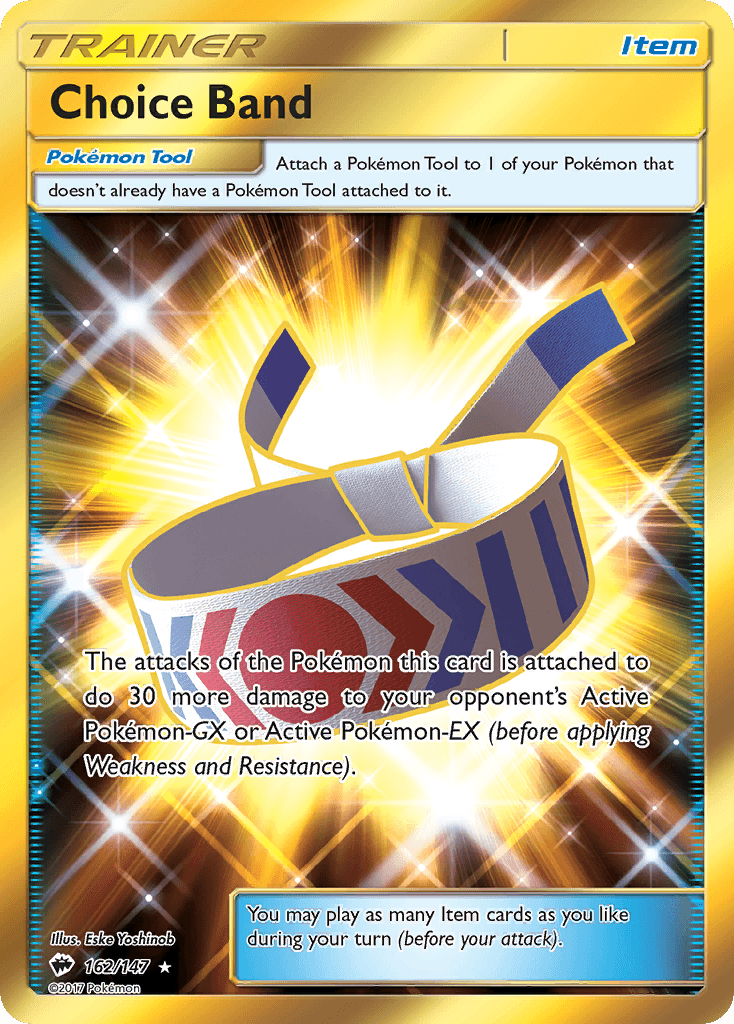 162, Holofoil, Item, Secret Rare, Sun & Moon: Burning Shadows Choice Band (162/147) [Sun & Moon: Burning Shadows] - Trading Card World