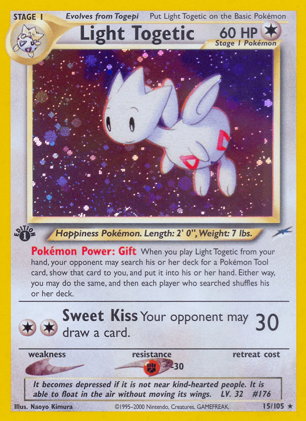 15, 1st Edition Holofoil, Colorless, Fighting[-30], Holo Rare, Neo Destiny 1st Edition Light Togetic (15/105) [Neo Destiny 1st Edition] - Trading Card World