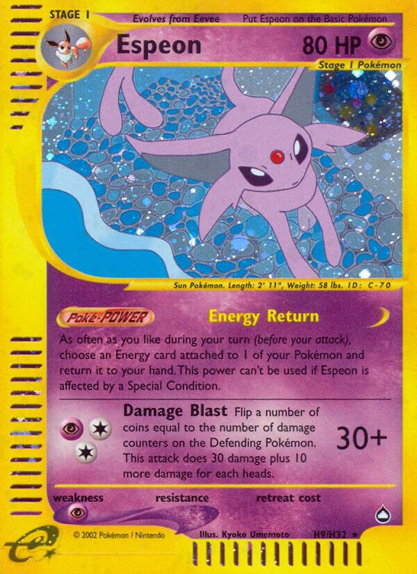 Aquapolis, H9, Holofoil, Psychic, Psychic[×2], Rare Espeon (H9/H32) [Aquapolis] - Trading Card World