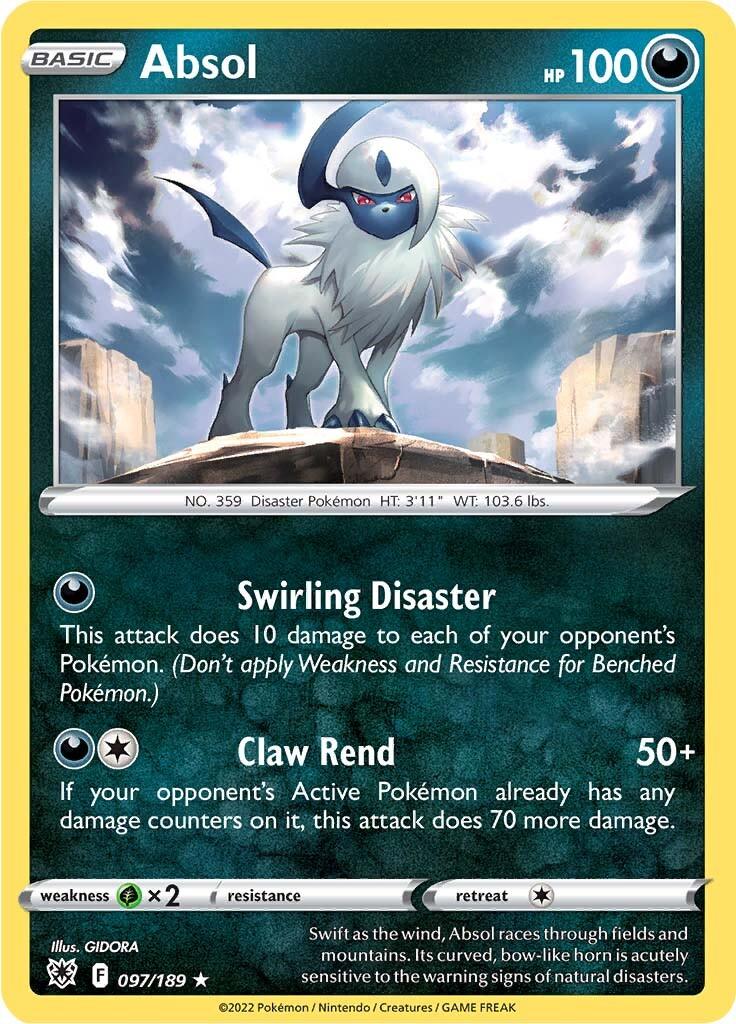 097, Darkness, Grass [x2], Holo Rare, Holofoil, Reverse Holofoil, Sword & Shield: Astral Radiance Absol (097/189) [Sword & Shield: Astral Radiance] - Trading Card World