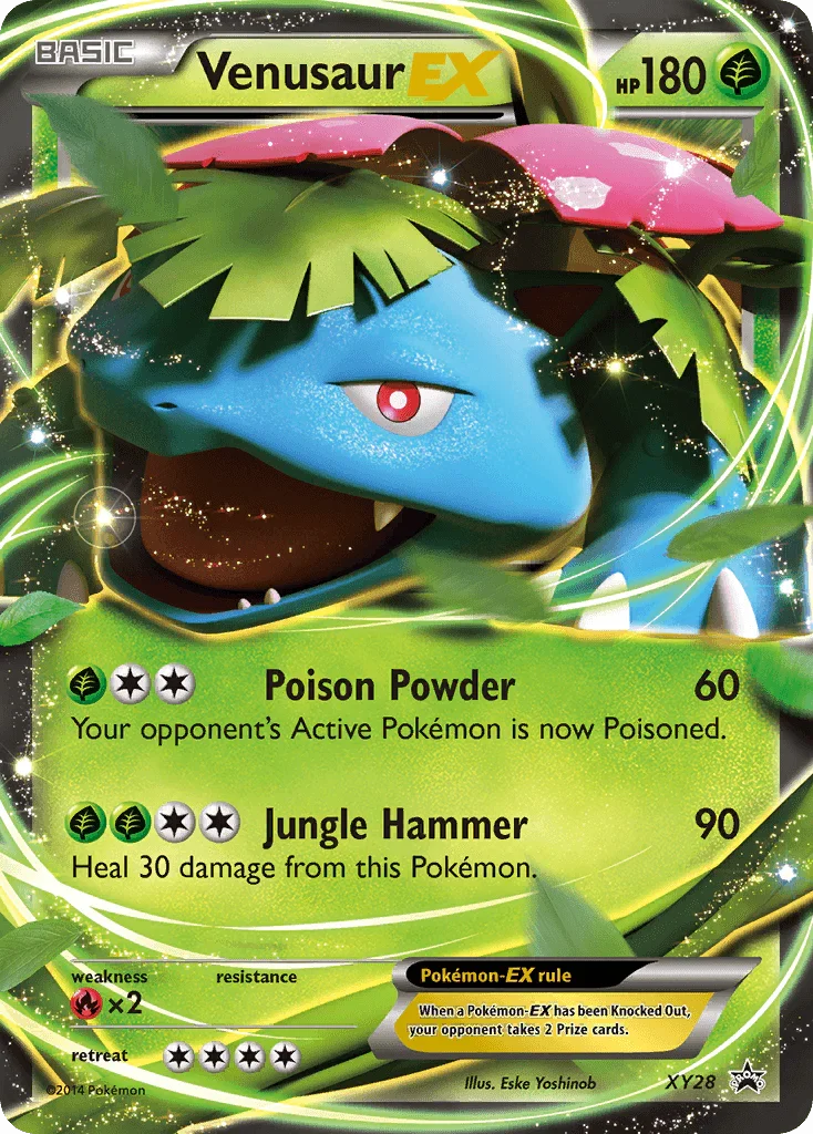 Fire [x2], Grass, Holofoil, Promo, XY28, XY: Black Star Promos Venusaur EX (XY28) [XY: Black Star Promos] - Trading Card World