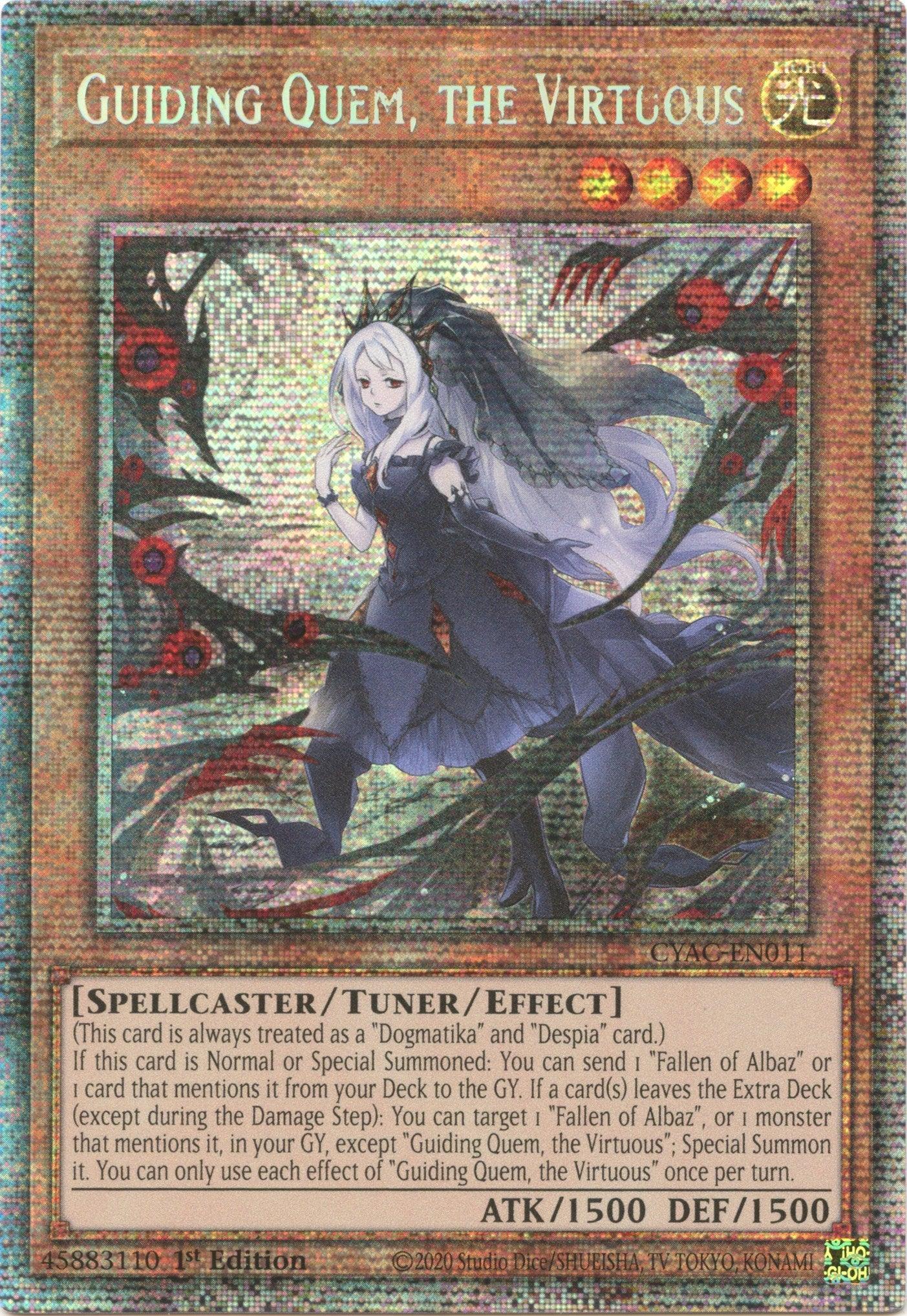 1st Edition, Cyberstorm Access, Light, Spellcaster, Starlight Rare, Tuner/Effect Monster Guiding Quem, the Virtuous [CYAC-EN011] Starlight Rare - Trading Card World