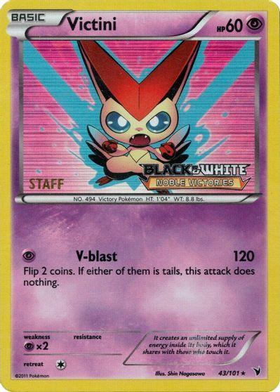 43, Black & White: Black Star Promos, Holofoil, Promo, Psychic, Psychic [x2] Victini (43/101) (Staff Prerelease Promo) [Black & White: Black Star Promos] - Trading Card World