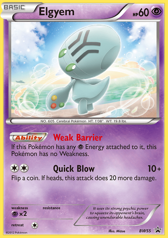 Black & White: Black Star Promos, Black Star Promo, BW55, Holofoil, Normal, Psychic, Psychic[×2] Elgyem (BW55) [Black & White: Black Star Promos] - Trading Card World