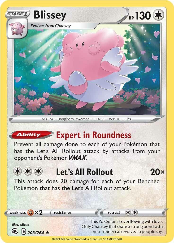 203, Colorless, Fighting [x2], Normal, Rare, Reverse Holofoil, Sword & Shield: Fusion Strike Blissey (203/264) [Sword & Shield: Fusion Strike] - Trading Card World