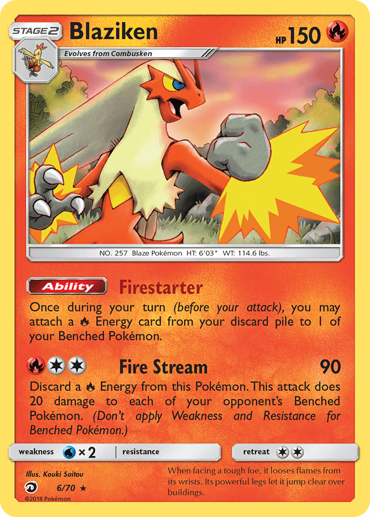 Fire, Holo Rare, Holofoil, Reverse Holofoil, Sun & Moon: Dragon Majesty, Water[×2] Blaziken (6/70) [Sun & Moon: Dragon Majesty] - Trading Card World
