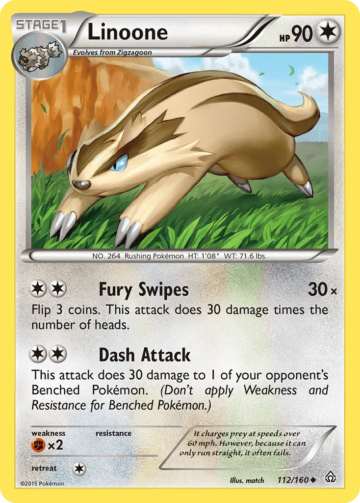 112, Colorless, Fighting[×2], Normal, Reverse Holofoil, Uncommon, XY: Primal Clash Linoone (112/160) [XY: Primal Clash] - Trading Card World