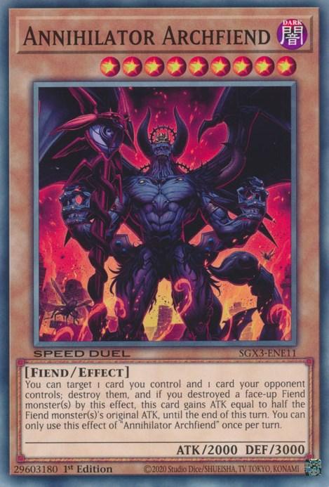 1st Edition, Common, Dark, Effect Monster, Fiend, Speed Duel GX: Duelists of Shadows Annihilator Archfiend [SGX3-ENE11] Common - Trading Card World