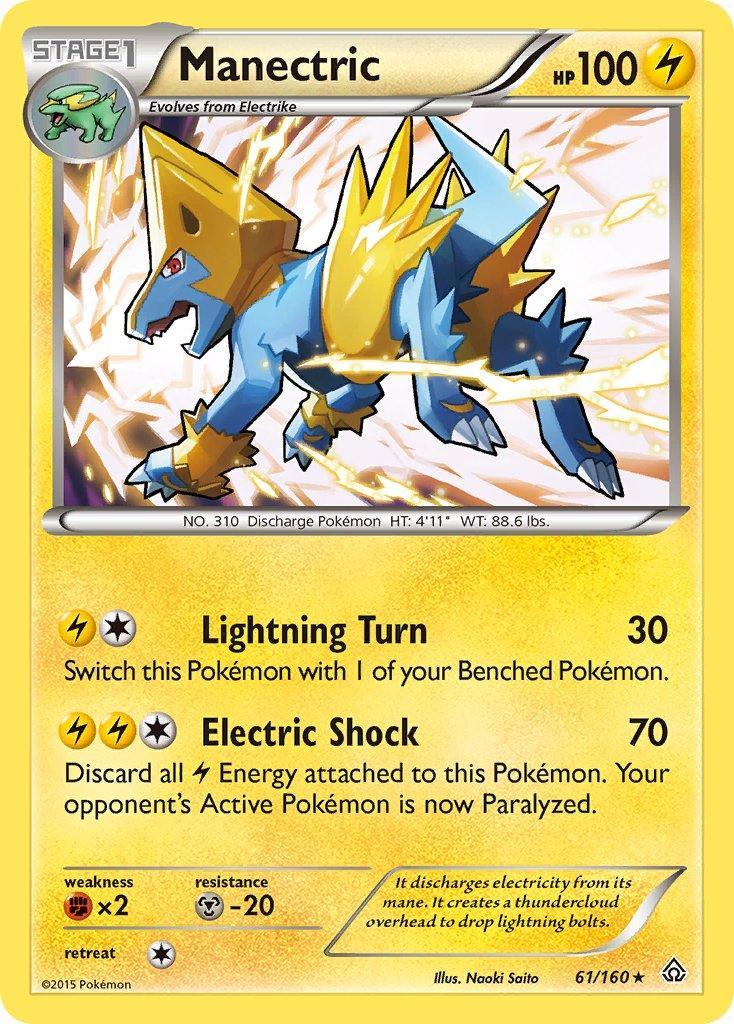 61, Fighting[×2], Lightning, Metal[-20], Normal, Rare, XY: Primal Clash Manectric (61/160) (Theme Deck Exclusive) [XY: Primal Clash] - Trading Card World