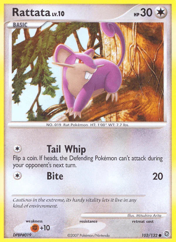 103, Colorless, Common, Diamond & Pearl: Secret Wonders, Fighting[+10], Normal, Reverse Holofoil Rattata (103/132) [Diamond & Pearl: Secret Wonders] - Trading Card World