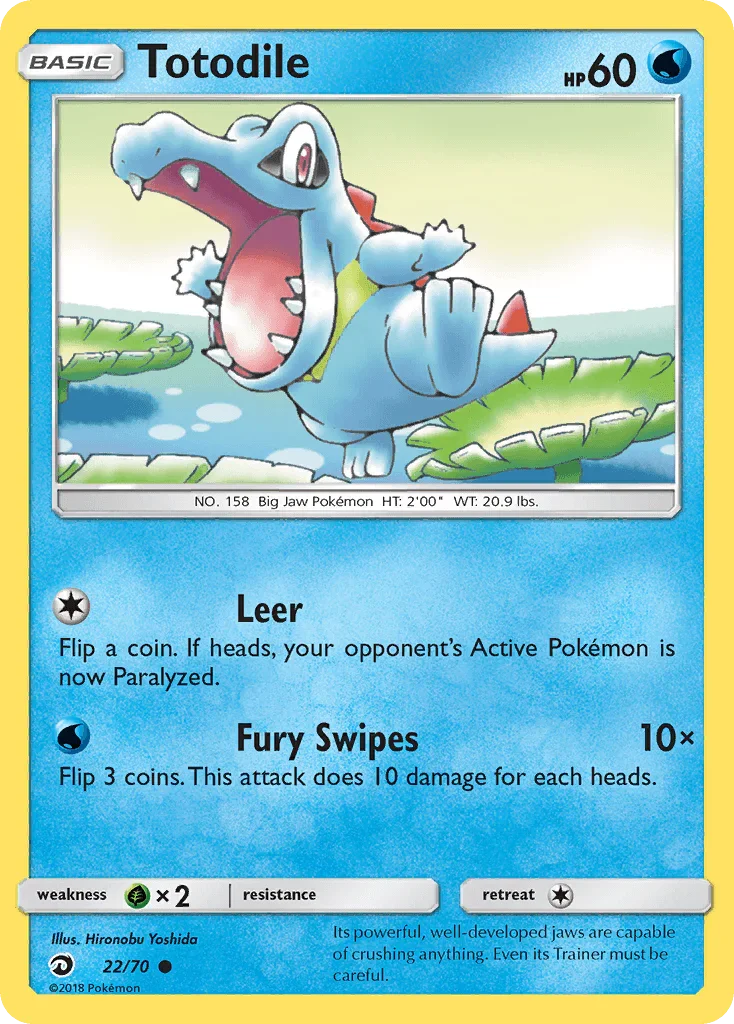 22, Common, Grass[×2], Normal, Reverse Holofoil, Sun & Moon: Dragon Majesty, Water Totodile (22/70) [Sun & Moon: Dragon Majesty] - Trading Card World