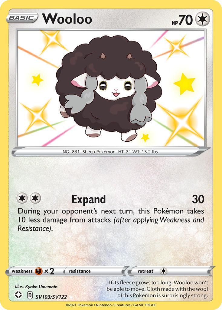 Colorless, Fighting[×2], Holofoil, SV103, Sword & Shield: Shining Fates, Ultra Rare Wooloo (SV103/SV122) [Sword & Shield: Shining Fates] - Trading Card World