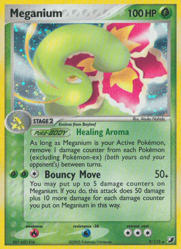 EX: Unseen Forces, Fire[×2], Grass, Holo Rare, Holofoil, Water[-30] Meganium (9/115) [EX: Unseen Forces] - Trading Card World