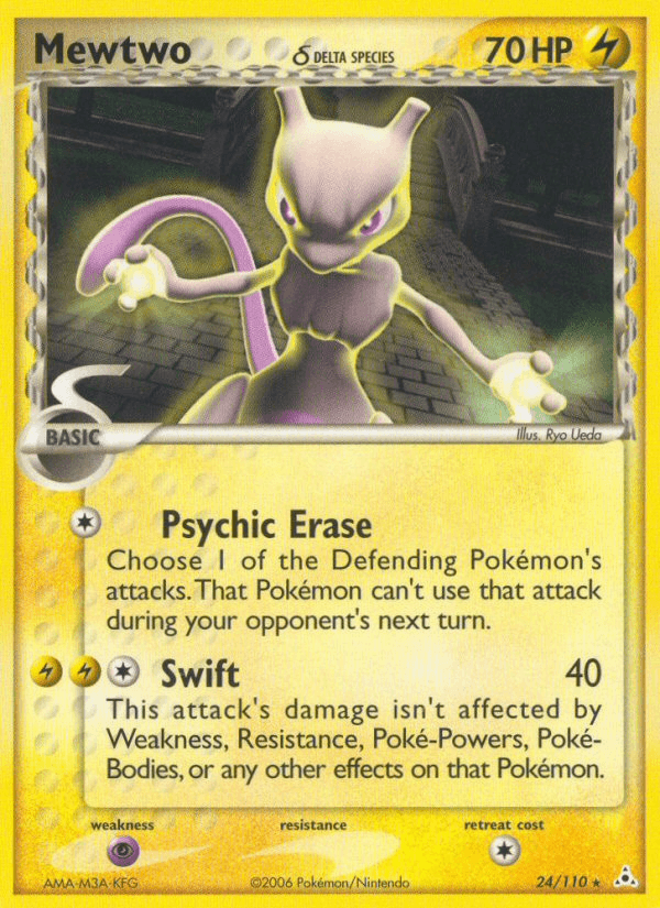 24, EX: Holon Phantoms, Lightning, Normal, Psychic[×2], Rare Mewtwo (24/110) (Delta Species) [EX: Holon Phantoms] - Trading Card World