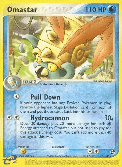 19, EX: Sandstorm, Lightning[×2], Normal, Rare, Reverse Holofoil, Water Omastar (19/100) [EX: Sandstorm] - Trading Card World