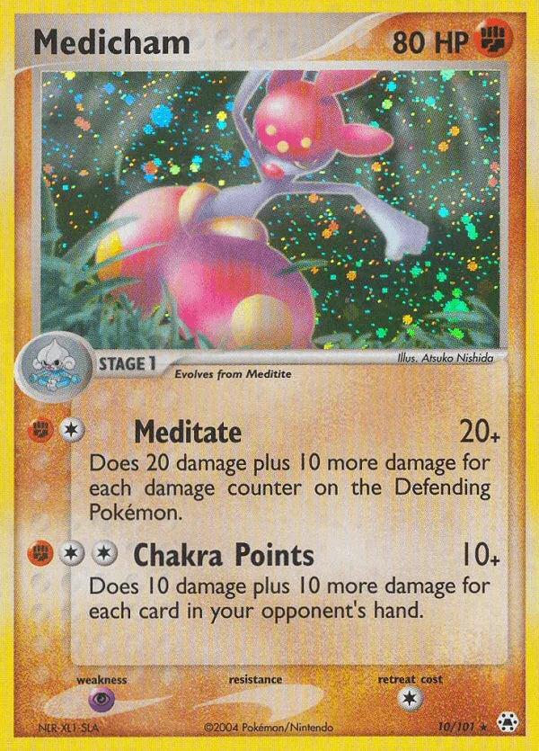 10, EX: Hidden Legends, Fighting, Holo Rare, Holofoil, Psychic[×2], Reverse Holofoil Medicham (10/101) [EX: Hidden Legends] - Trading Card World