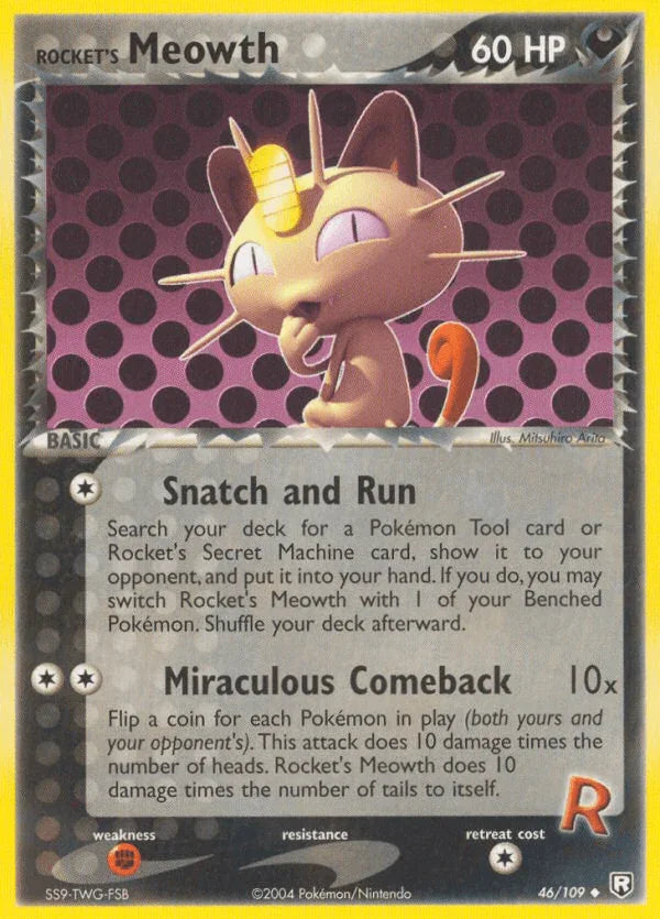 46, Darkness, EX: Team Rocket Returns, Fighting[×2], Normal, Uncommon Rocket's Meowth (46/109) [EX: Team Rocket Returns] - Trading Card World