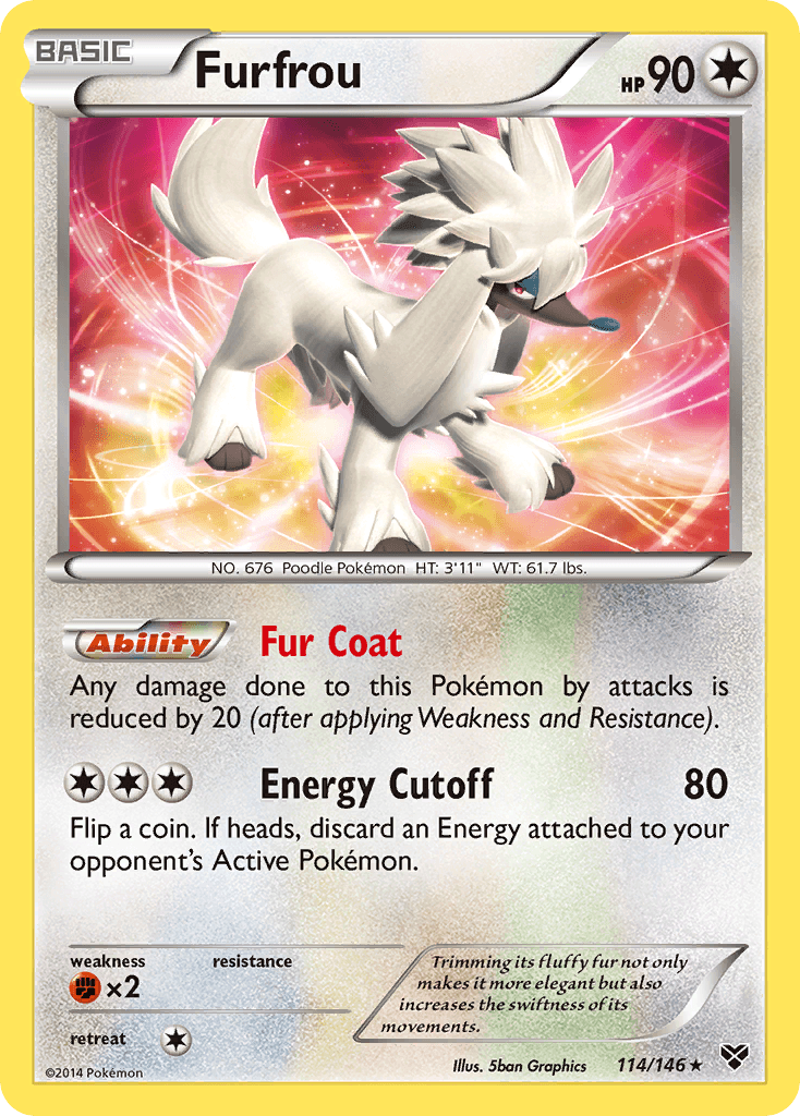 114, Colorless, Fighting[×2], Holo Rare, Holofoil, Reverse Holofoil, XY: Base Set Furfrou (114/146) [XY: Base Set] - Trading Card World