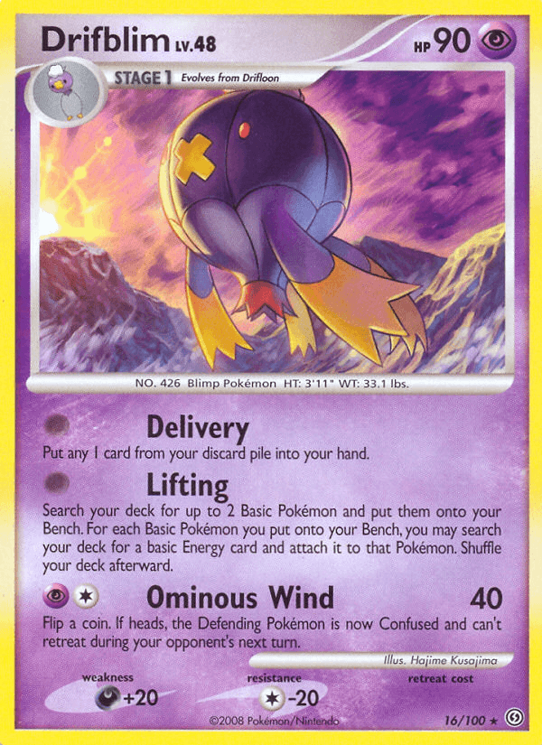 16, Colorless[-20], Darkness[+20], Diamond & Pearl: Stormfront, Normal, Psychic, Rare, Reverse Holofoil Drifblim (16/100) [Diamond & Pearl: Stormfront] - Trading Card World
