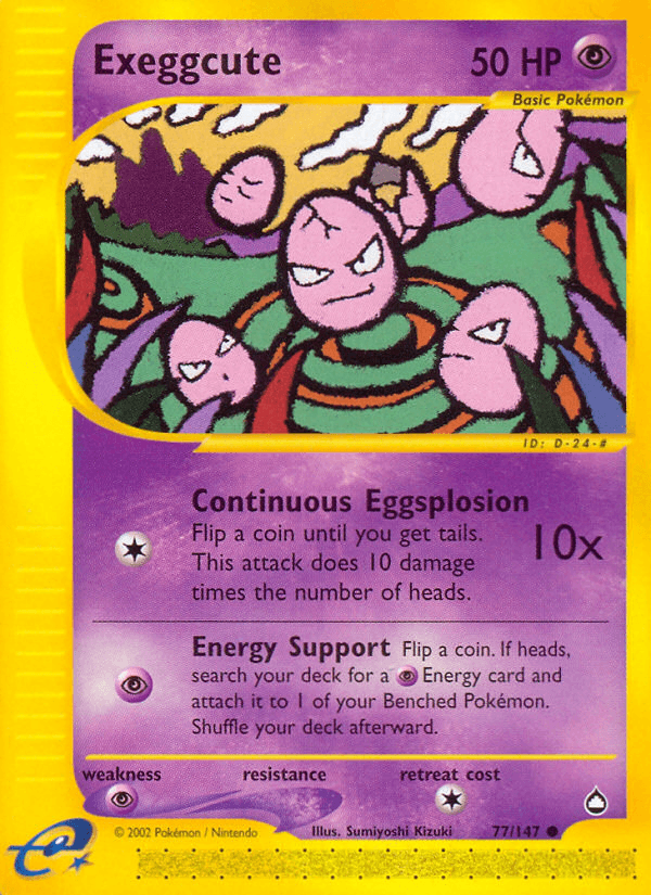 77, Aquapolis, Common, Normal, Psychic, Psychic[×2], Reverse Holofoil Exeggcute (77/147) [Aquapolis] - Trading Card World