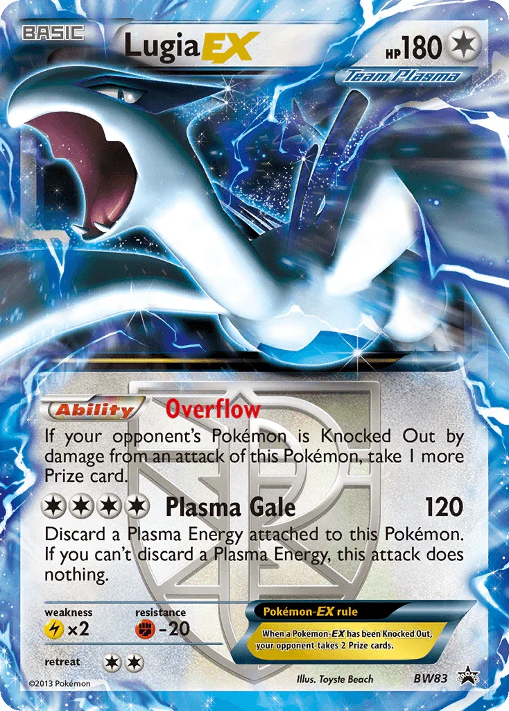 Black & White: Black Star Promos, Black Star Promo, BW83, Colorless, Fighting[-20], Holofoil, Lightning[×2] Lugia EX (BW83) [Black & White: Black Star Promos] - Trading Card World