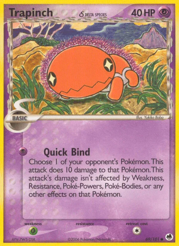 69, Common, EX: Dragon Frontiers, Grass[×2], Normal, Psychic Trapinch (69/101) (Delta Species) [EX: Dragon Frontiers] - Trading Card World