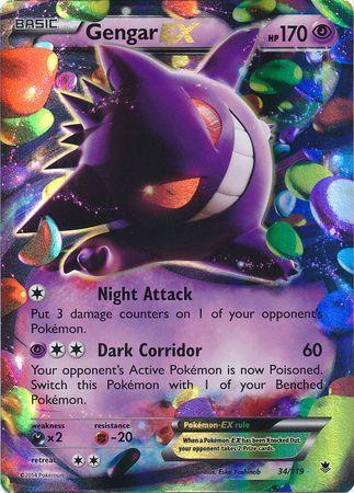 34, Darkness[x2], Fighting[-20], Holofoil, Promo, Psychic, XY: Phantom Forces Gengar EX (34/119) (Jumbo Card) [XY: Phantom Forces] - Trading Card World