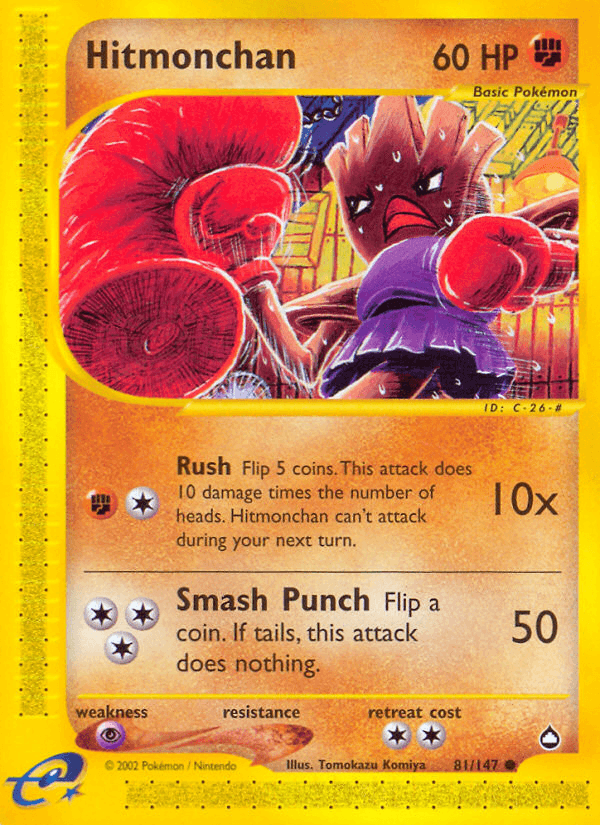 81, Aquapolis, Common, Fighting, Normal, Psychic[×2], Reverse Holofoil Hitmonchan (81/147) [Aquapolis] - Trading Card World