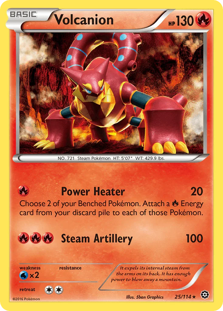 25, Fire, Normal, Rare, Reverse Holofoil, Water[×2], XY: Steam Siege Volcanion (25/114) [XY: Steam Siege] - Trading Card World