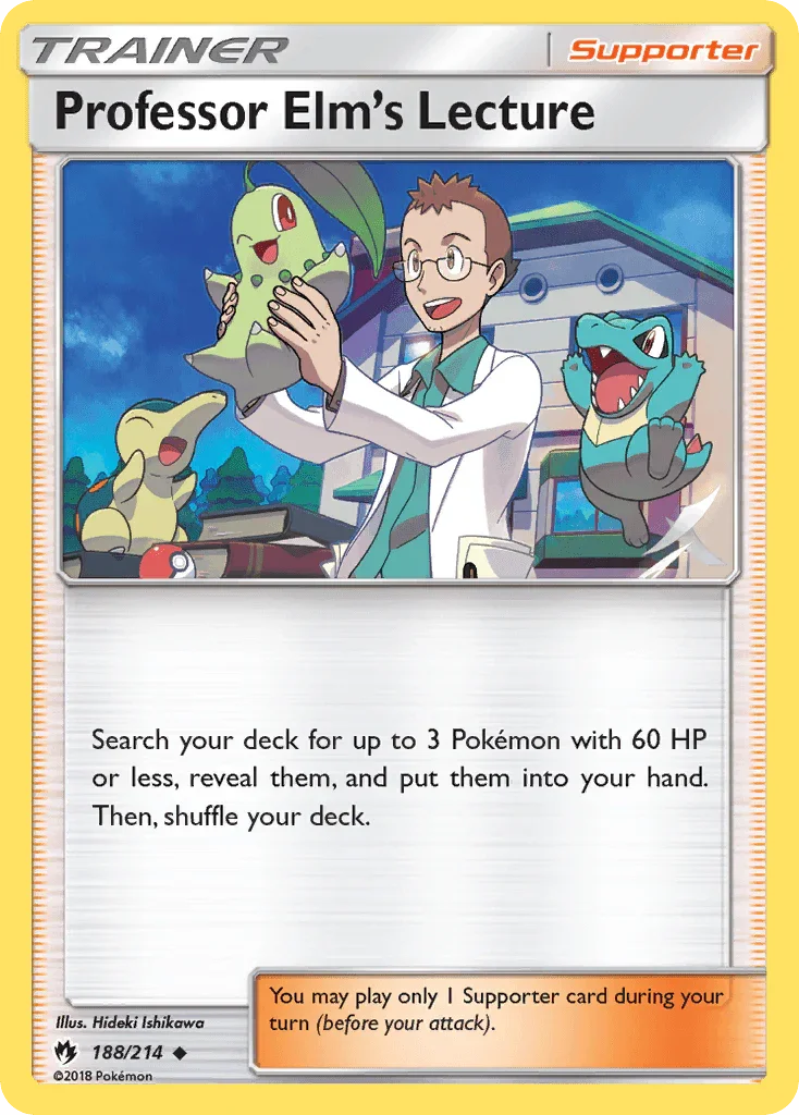 188, Normal, Reverse Holofoil, Sun & Moon: Lost Thunder, Supporter, Uncommon Professor Elm's Lecture (188/214) [Sun & Moon: Lost Thunder] - Trading Card World