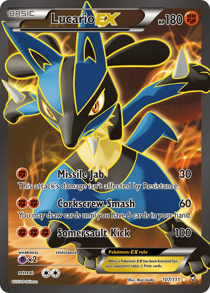 Fighting, Holofoil, Psychic[×2], Ultra Rare, XY: Furious Fists Lucario EX (107/111) [XY: Furious Fists] - Trading Card World