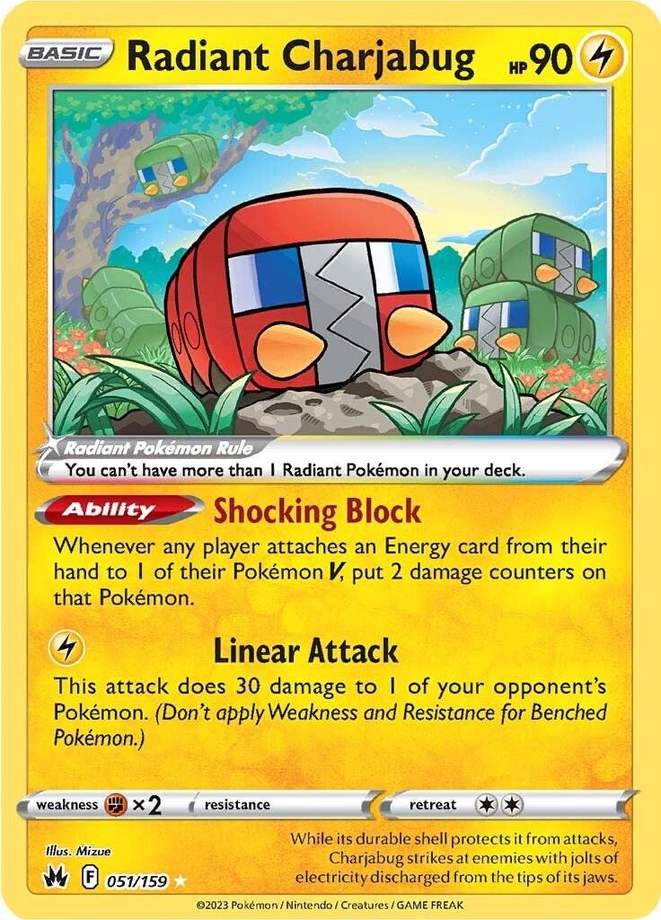 051, Fighting [x2], Holofoil, Lightning, Sword & Shield: Crown Zenith, Ultra Rare Radiant Charjabug (051/159) [Sword & Shield: Crown Zenith] - Trading Card World