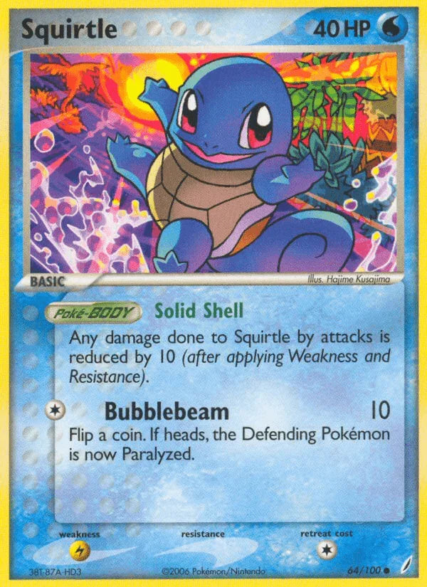 64, Common, EX: Crystal Guardians, Lightning[×2], Normal, Water Squirtle (64/100) [EX: Crystal Guardians] - Trading Card World