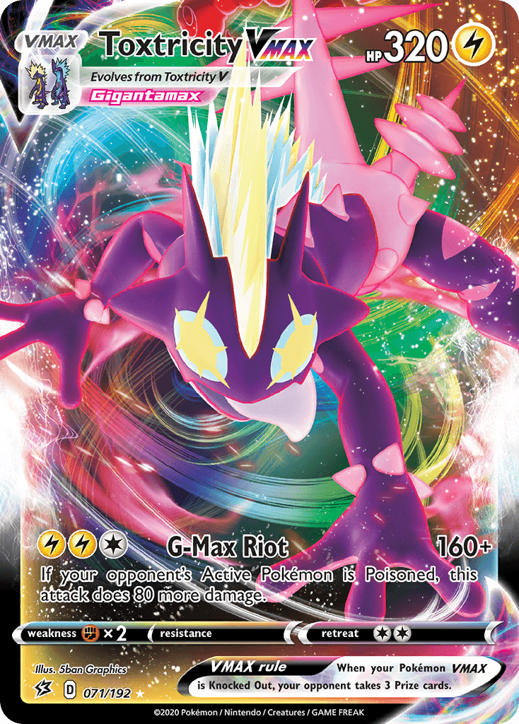 071, Fighting[×2], Holofoil, Lightning, Sword & Shield: Rebel Clash, Ultra Rare Toxtricity VMAX (071/192) [Sword & Shield: Rebel Clash] - Trading Card World