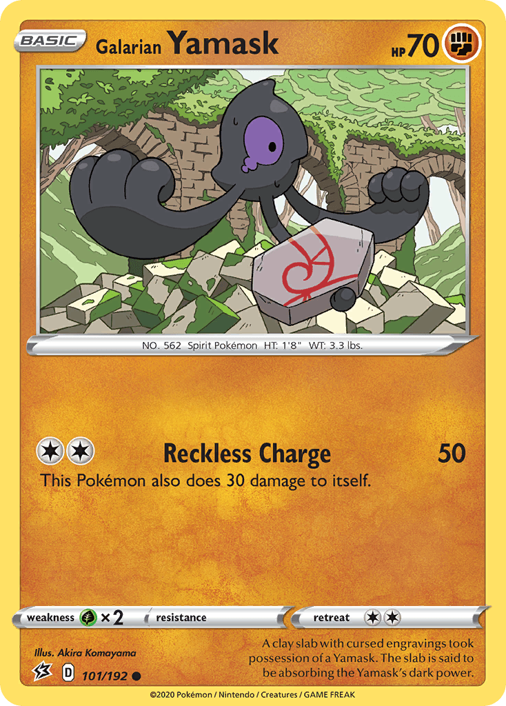 Common, Fighting, Grass[×2], Normal, Reverse Holofoil, Sword & Shield: Rebel Clash Galarian Yamask (101/192) [Sword & Shield: Rebel Clash] - Trading Card World