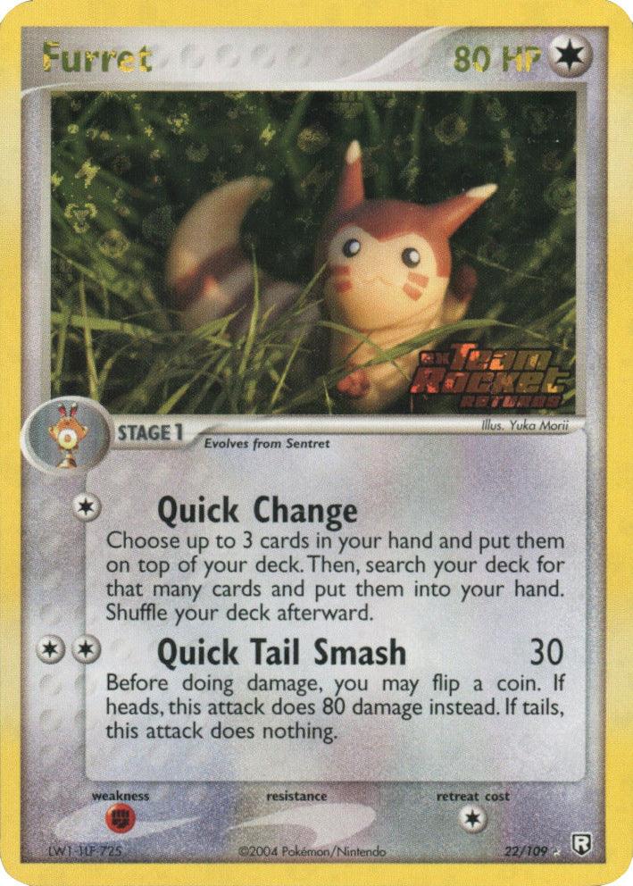 22, Colorless, EX: Team Rocket Returns, Fighting[×2], Rare, Reverse Holofoil Furret (22/109) (Stamped) [EX: Team Rocket Returns] - Trading Card World