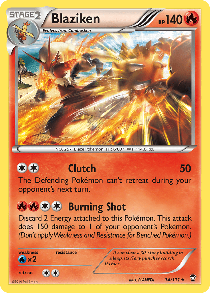 14, Fire, Holo Rare, Holofoil, Reverse Holofoil, Water[×2], XY: Furious Fists Blaziken (14/111) [XY: Furious Fists] - Trading Card World