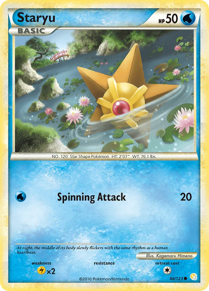 84, Common, HeartGold & SoulSilver: Base Set, Lightning[×2], Normal, Reverse Holofoil, Water Staryu (84/123) [HeartGold & SoulSilver: Base Set] - Trading Card World