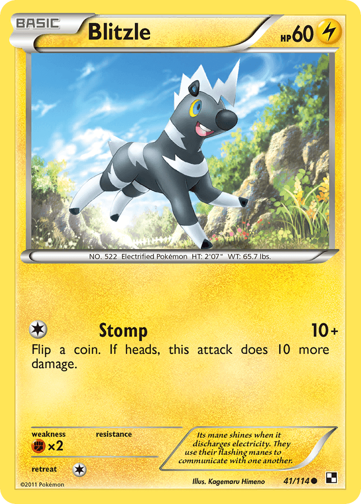 41, Black & White: Base Set, Common, Fighting[×2], Lightning, Normal, Reverse Holofoil Blitzle (41/114) [Black & White: Base Set] - Trading Card World